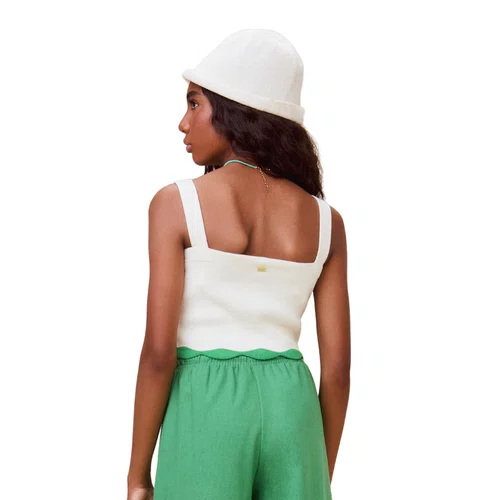 Top Cropped Tricot Barrado Off White Authoria
