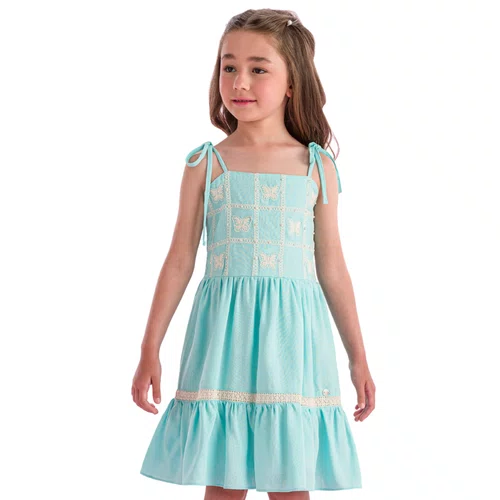 Vestido Alcinha Borboletas Azul Mar Petit Cherie