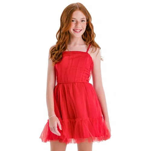 Vestido Alcinha Tule Vermelho Vanilla