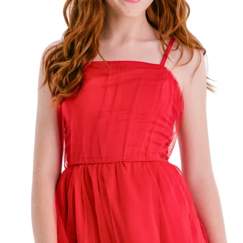 Vestido Alcinha Tule Vermelho Vanilla