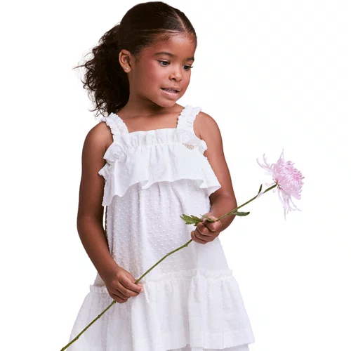 Vestido Algodão Babados Off White Anime