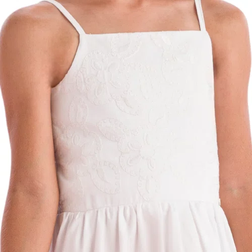 Vestido Algodão Branco Bordado Camadas Petit Cherie