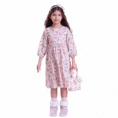 Vestido Algodão Cavalinhos e Poá Bolsos Pituchinhus