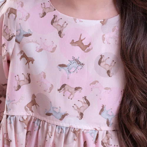 Vestido Algodão Cavalinhos e Poá Bolsos Pituchinhus