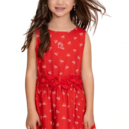 Vestido Algodão Lacinhos Vermelho Pituchinhus