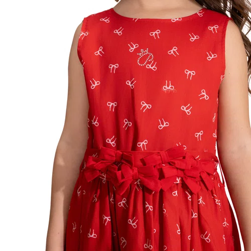 Vestido Algodão Lacinhos Vermelho Pituchinhus