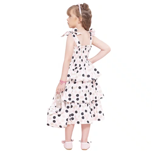 Vestido Algodão Maxi Poá Babados Pituchinhus