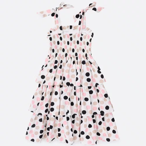 Vestido Algodão Maxi Poá Babados Pituchinhus