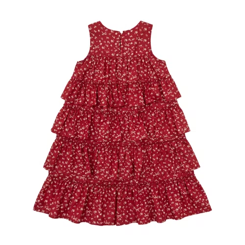 Vestido Algodão Mini Floral e Laços Cereja Pituchinhus