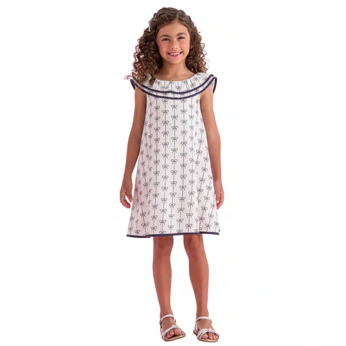 Vestido Algodão Off Lacinhos Marinho Petit Cherie