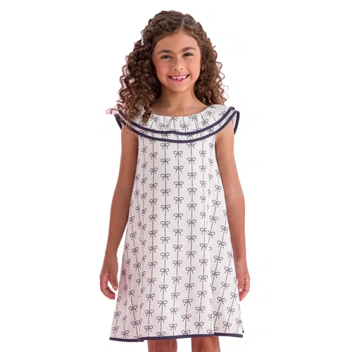 Vestido Algodão Off Lacinhos Marinho Petit Cherie