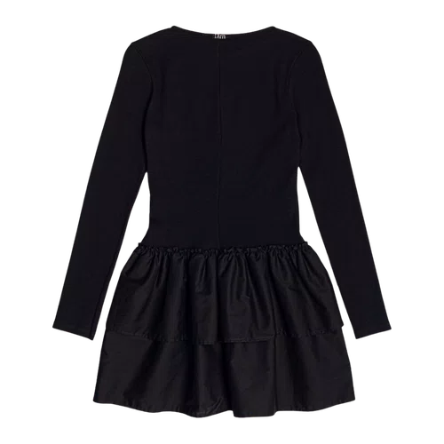 Vestido Babados Canelado Preto Authoria
