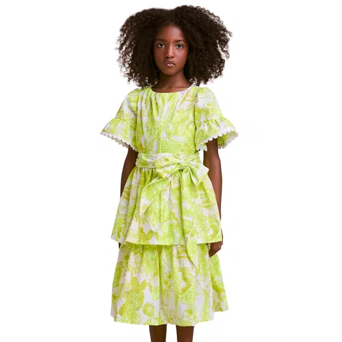 Vestido Babados Fruts Verde Laço Anime