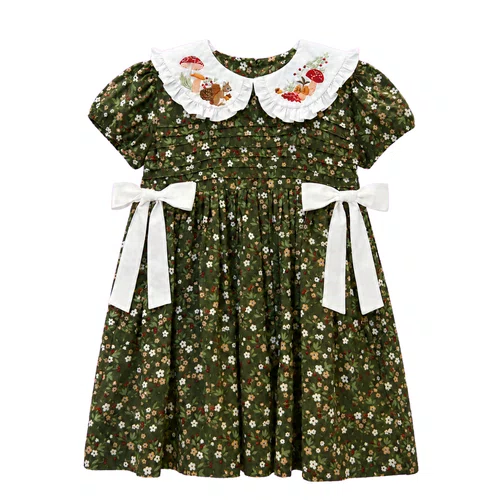Vestido Bebê Gola Bordada Floresta Giverny Primo Bambino