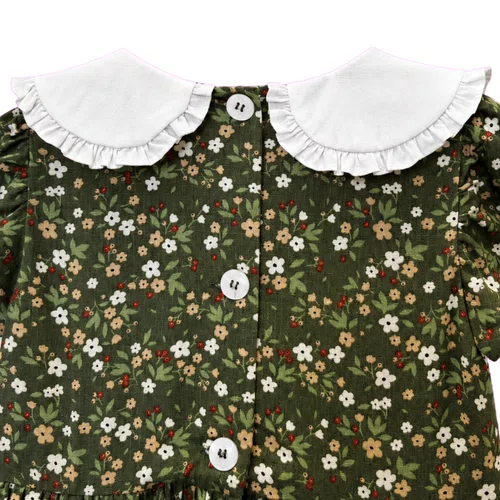 Vestido Bebê Gola Bordada Floresta Giverny Primo Bambino
