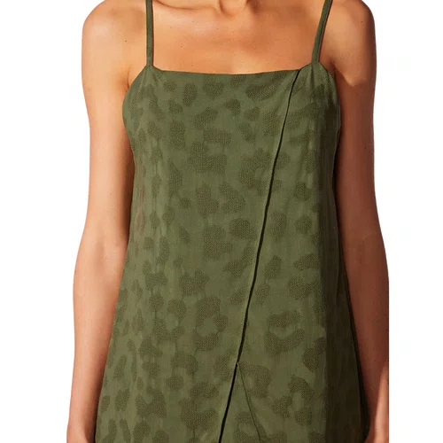 Vestido Curto Jacquard Verde Militar Cia Marítima