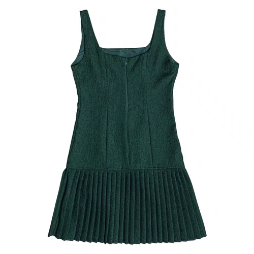 Vestido de Alfaiataria Plissado Verde College Authoria