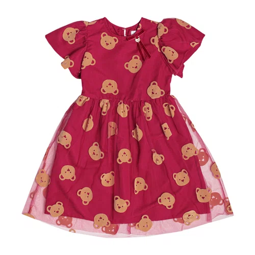 Vestido de Tule Ursinhos Bordo Momi
