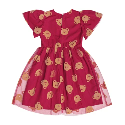 Vestido de Tule Ursinhos Bordo Momi