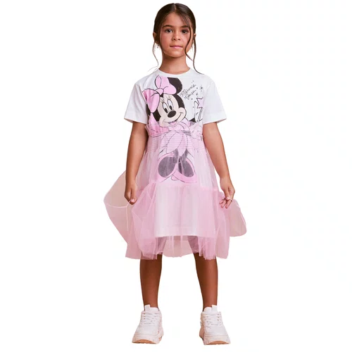 Vestido DIney Minnie Fada Rosa Fluido Anime