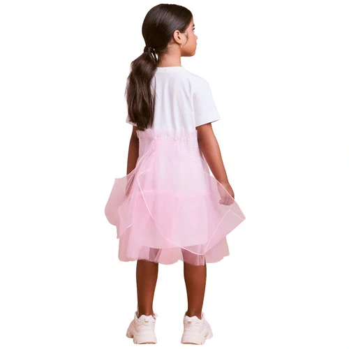 Vestido Disney Minnie Fada Rosa Fluido Anime