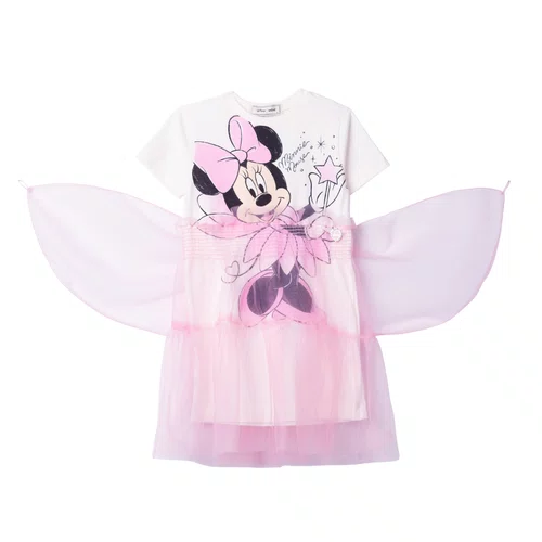Vestido Disney Minnie Fada Rosa Fluido Anime