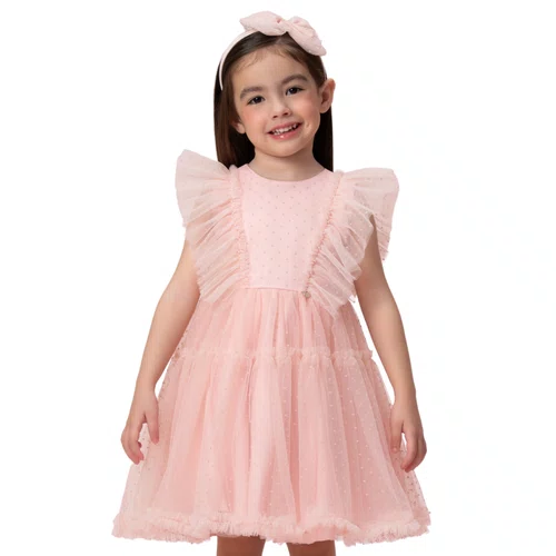 Vestido Festa Tule Poás Rosa Petit Cherie