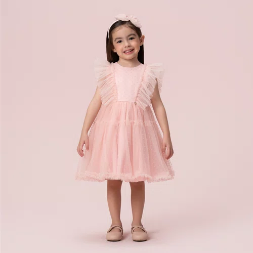 Vestido Festa Tule Poás Rosa Petit Cherie