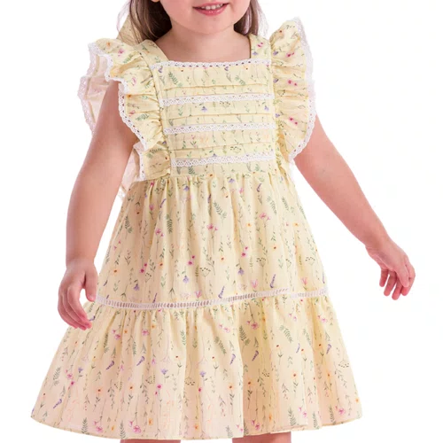 Vestido Floral Jardim Amarelo Claro Petit Cherie