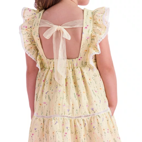 Vestido Floral Jardim Amarelo Claro Petit Cherie