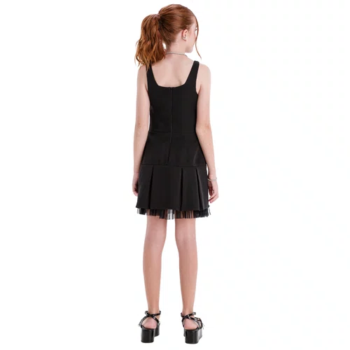 Vestido Forro Tule Preto Pontos Strass Vanilla