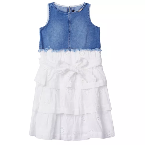 Vestido Jeans Com Lese Branco Anime