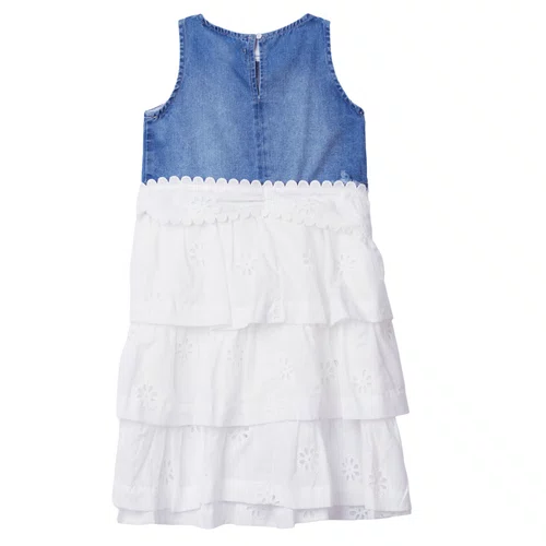 Vestido Jeans Com Lese Branco Anime