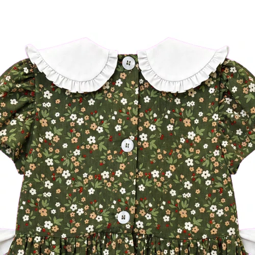 Vestido Kids Gola Bordada Floresta Giverny Primo Bambino