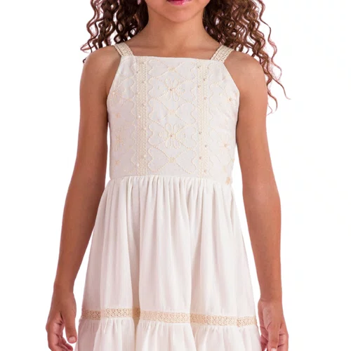 Vestido Linho Bordado Off Petit Cherie