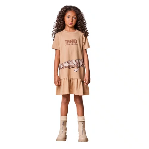 Vestido Malha Trend Bege Khaki Anime