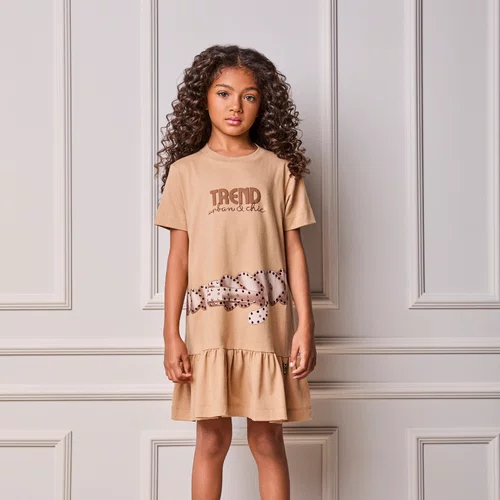 Vestido Malha Trend Bege Khaki Anime