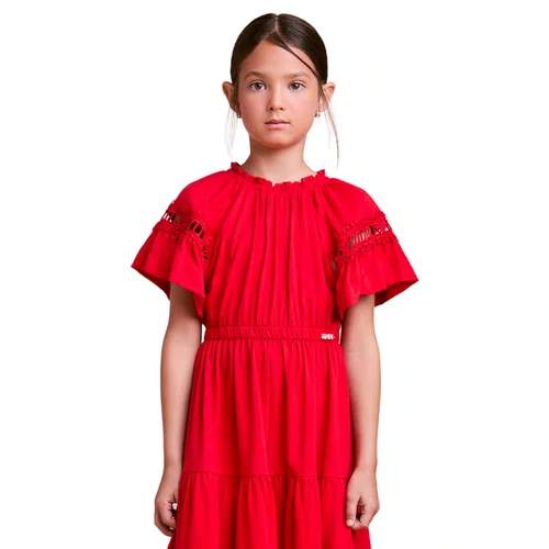 Vestido Malha Vermelho Preppy Anime