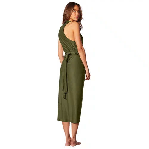 Vestido Midi Lisos Verde Militar Cia Maritima