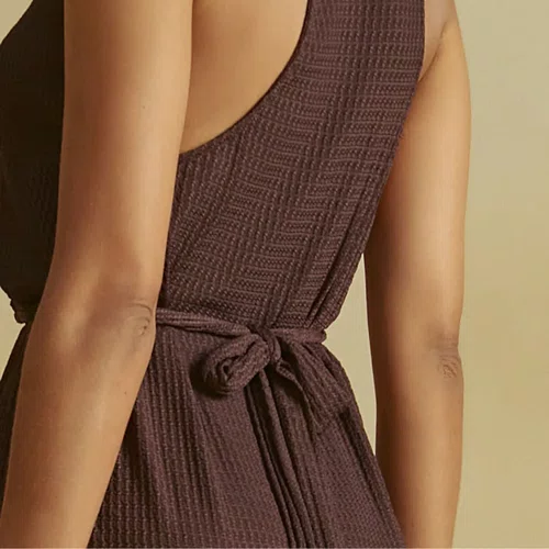 Vestido Midi Textura Olive Cofee Cia Maritima