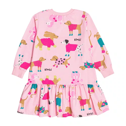 Vestido Moletinho Cachorrinhos Rosa Bimbi