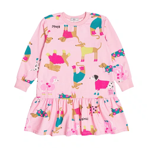 Vestido Moletinho Cachorrinhos Rosa Bimbi