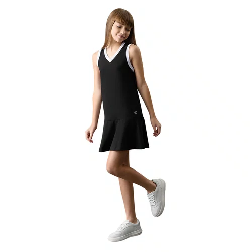 Vestido Moletinho Decote V Preto Calvin klein