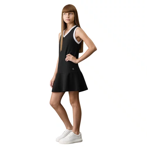 Vestido Moletinho Decote V Preto Calvin klein