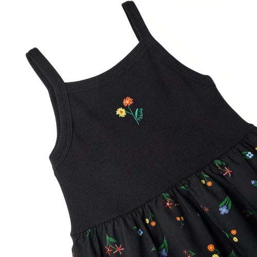 Vestido Rib Bordado Sempre Viva Preto Fábula