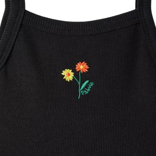 Vestido Rib Bordado Sempre Viva Preto Fábula
