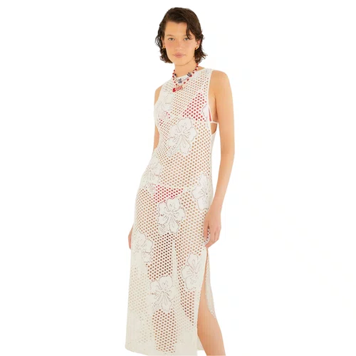 Vestido Tela Hibisco Branco Farm
