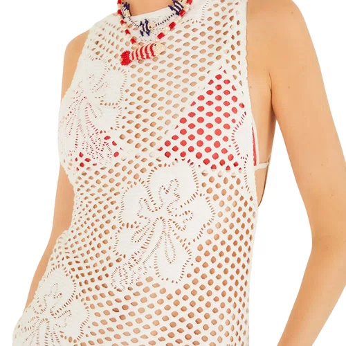 Vestido Tela Hibisco Branco Farm
