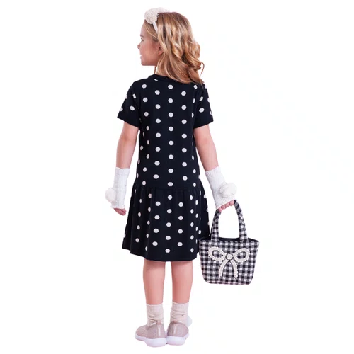 Vestido Tricot Poá Maxi Laço Preto Pituchinhus
