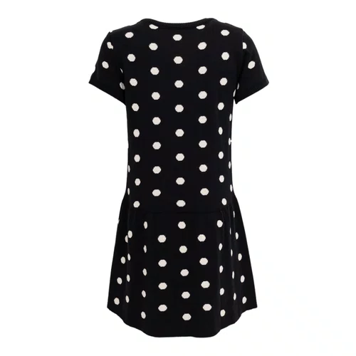 Vestido Tricot Poá Maxi Laço Preto Pituchinhus